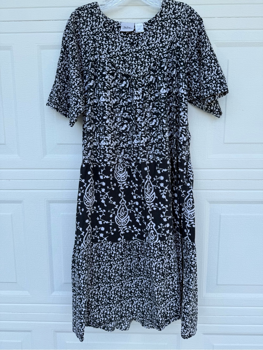 The Vermont Country Store  Boho Printed Cotton Pocket Dress  Size Large